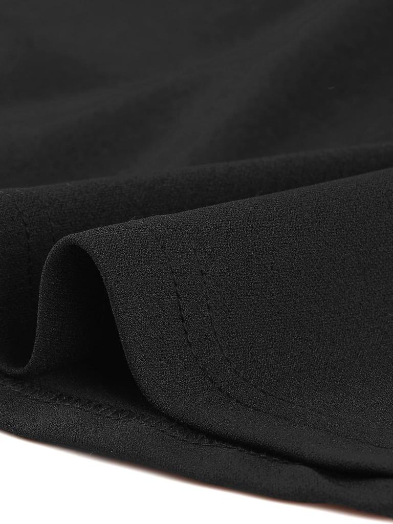 Allegra K Peplum Blouse with Round Neck and Elegant Size S Women's 3/4 Sleeves, Belted, Workwear, Black,