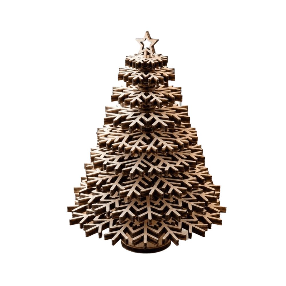 Wooden Christmas Tree Ornament Colorable Snowflake Plate Christmas Decoration DIY Self Installation Christmas Tree Statue