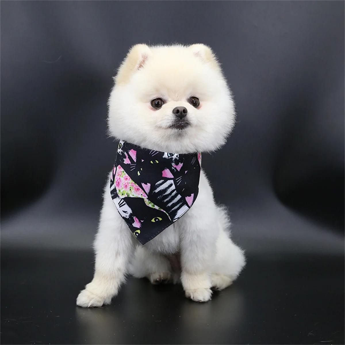 

Pet Saliva Towel Adjustment Cute Cartoon Bear Weaved Dog Cat Collar Bib Grooming Arc Design Dog Scarf For Girl Small Dogs Cats S