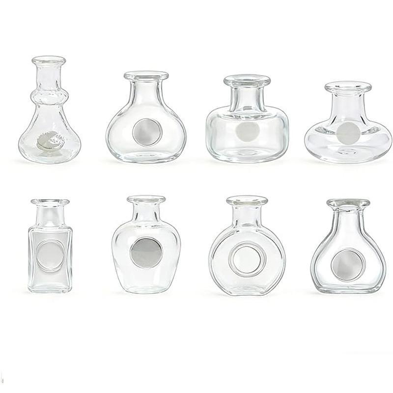 Mini Glass Vase Fridge Magnet Set Strong Magnetic Adhesion Secure Grip For Kitchen Decor Holding Tiny Plants Flowers