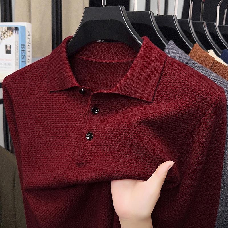 Men's 2025 Autumn Pineapple Knit Polo Sweater - Business Casual Versatile Lapel Base Layer