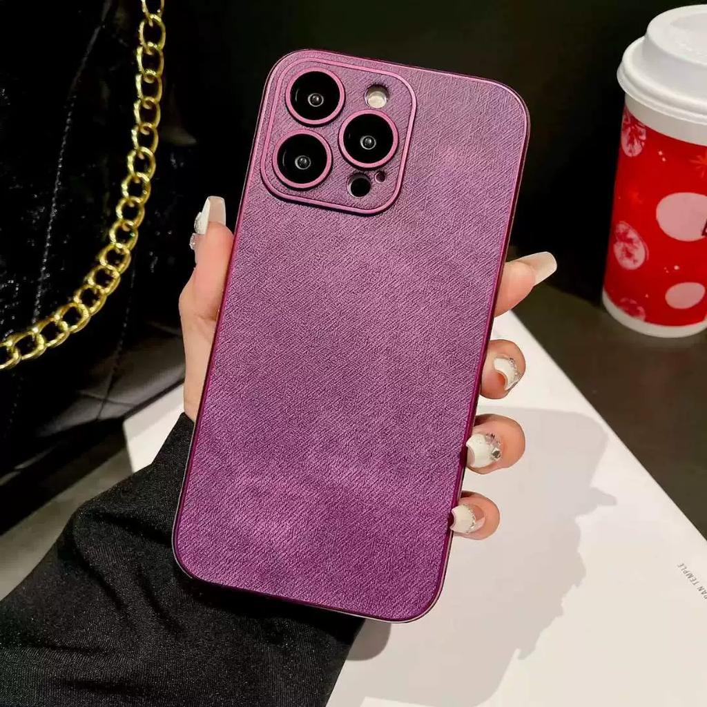 Husă de Telefon din Piele Textilă Mată de Lux Pentru Apple iPhone 15 14 13 12 11 Pro Max Silicon Moale Rezistentă la Șocuri Husă Spate Solidă din Pânză