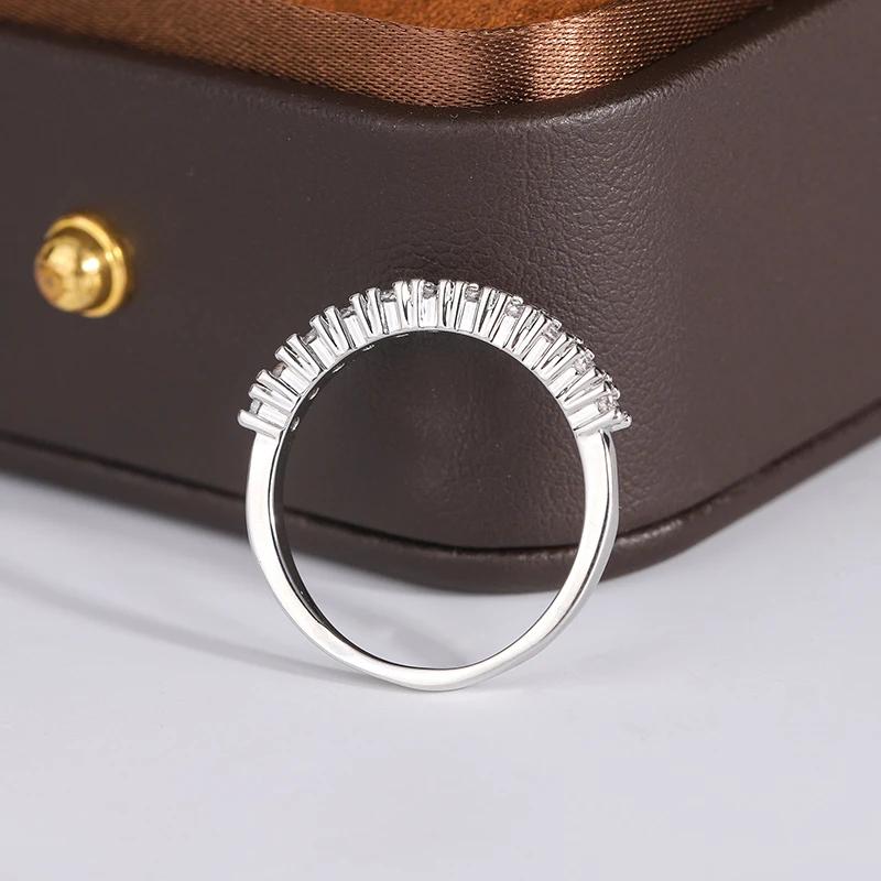 925 Silver Plated Ring for Women Simple Shiny AAAA Zircon Ring Fashion Silver Jewelry Anniversary Gift Bridal Ring