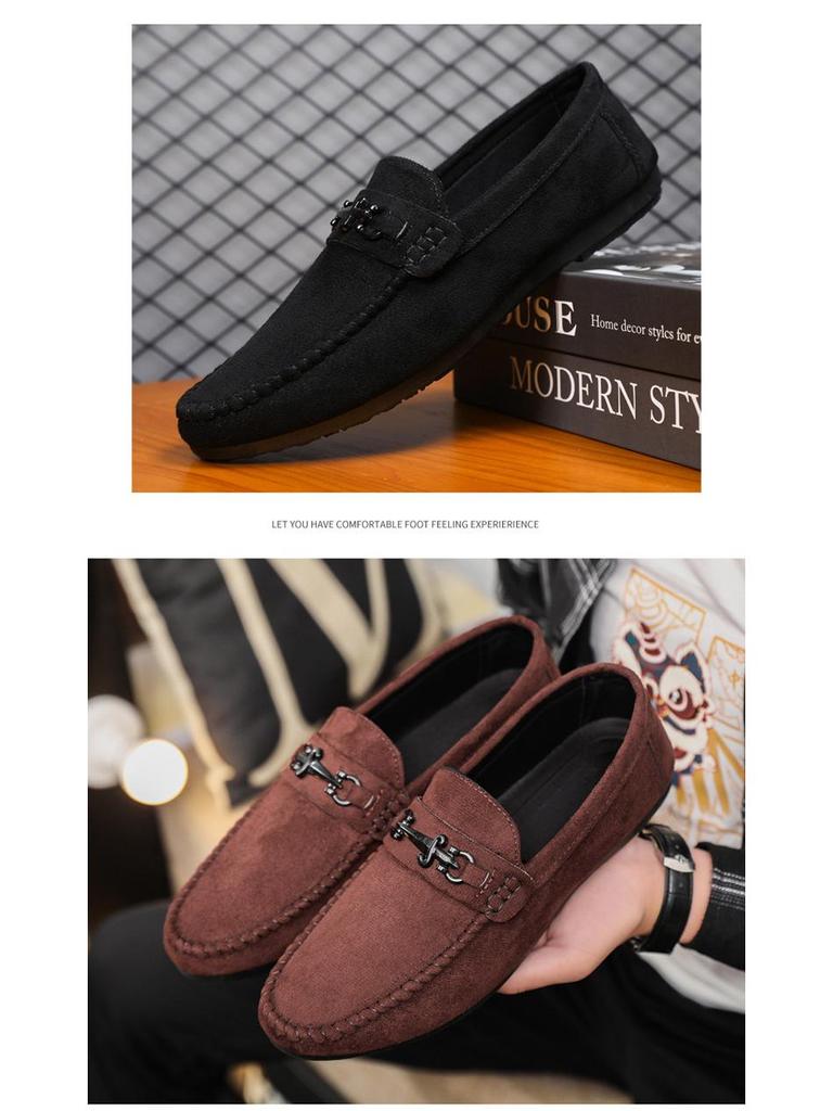 Waterproof Men's Slip-on Loafers - Casual Leather Driving Shoes for Fashion-Forward Youth.
