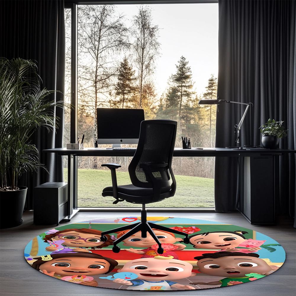 Cocomelon Printed Round Rug Carpet Chair Rug Area Rug Entryway Doormats,for Office Chair Living Room Bedroom Kitchen Room.
