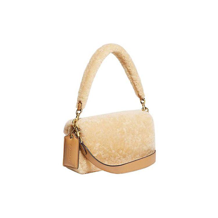 Coach Pillow 26 Removable Pendant Buckle Closure Sheepskin Handheld Crossbody Shoulder Bag Women Handbags Yellow CC445-B4UPX