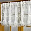 White Lace Half Curtain 1pc Embroidered Arch Scalloped Rod Pocket Cafe Curtain for Kitchen Window Decor