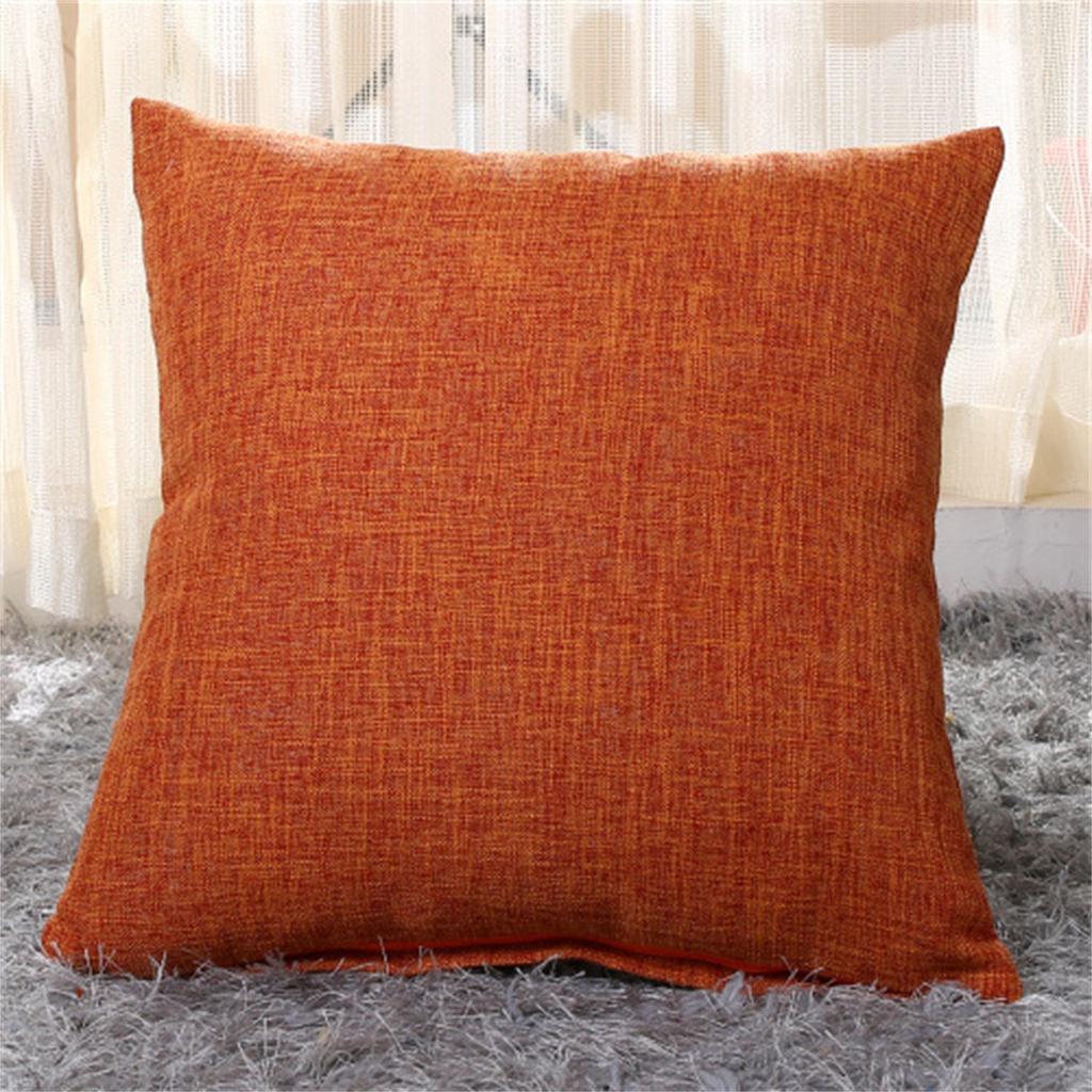 Linen Solid Throw Pillowcase Orange Pillow Covers 18X18 Inch Set Of 2 Modern