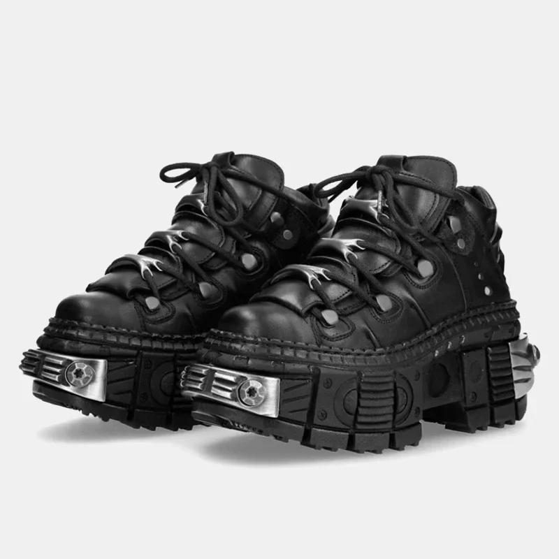 Fashion 2025 Brand Design Quality Women's Punk Gothic Shoes Comfortable High Heel Metal Decoration Rivet Handsome Motorcycle Boots