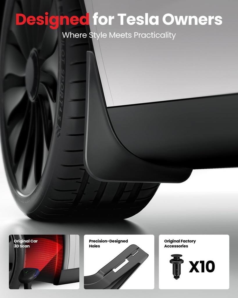 For 2026 2026 Tesla Model Y Model 3 Accessories Mud Flaps Protect Paint No Drilling Required All Weather Splash Guard Body Kits