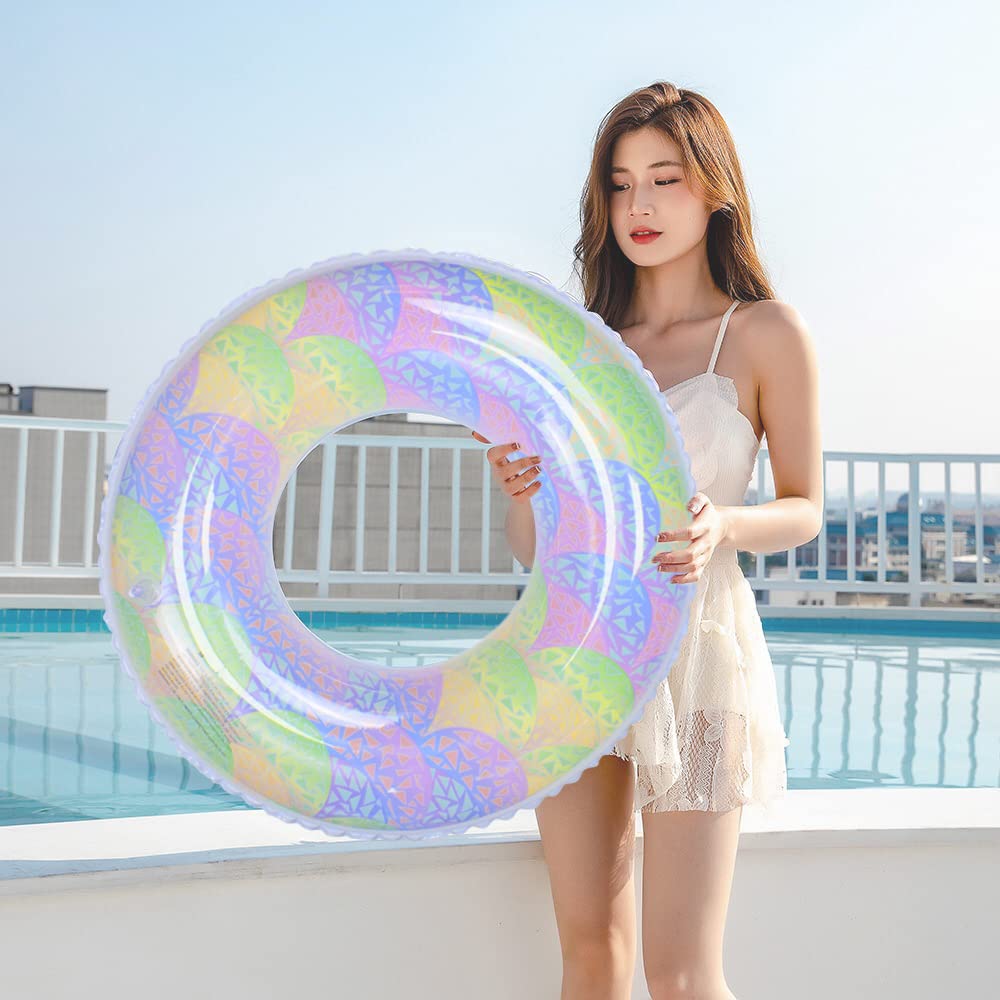 Siyzda Float for Colorful Coral Diameter Float Ring Summer Water Pool Summer Strong Buoyancy Float Adults, Pattern, 80cm, Type, Vacation, Play, Sea,