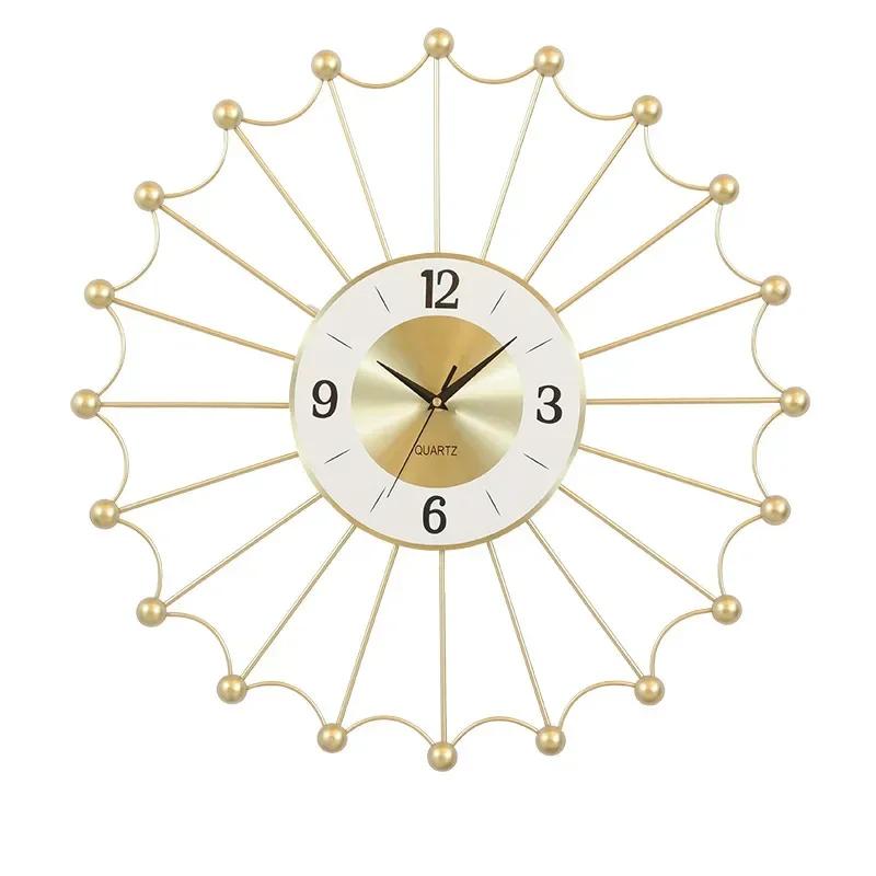 24 Inch Nordic Light Luxury Metal Living Room Bedroom Wall Clock New Chinese Wall Decoration Wallclock Creative Home Wall O2S3J5