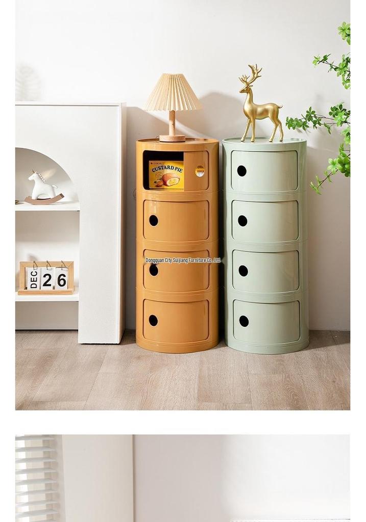 Nordischer Moderner Minimalistischer Weißer Runder Kleiner Nachttisch - Kreativer Mini Einfacher Kunststoff Beistellschrank