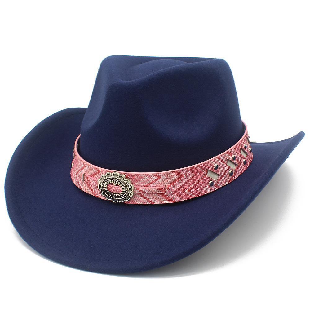 European and American retro style western cowboy hat female elegance crimping design party top hat fashion literary jazz hat