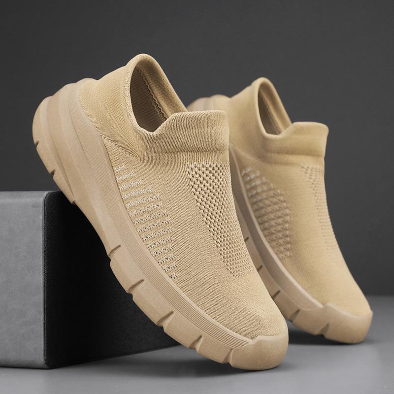 

Весна и лето, новые однопедальные ленивые туфли, плетеные дышащие модные носки, спортивная модная обувь, однотонная универсальная мужская обувь 44