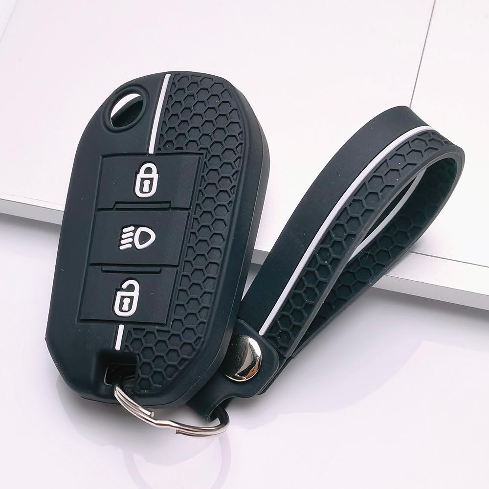 Nyckelfodral för Peugeot 3008 5008 208 301 308 C1 C2 C3 med Nyckelring Repskyddad Yta Stötsäker Konstruktion Mjukt Grepp