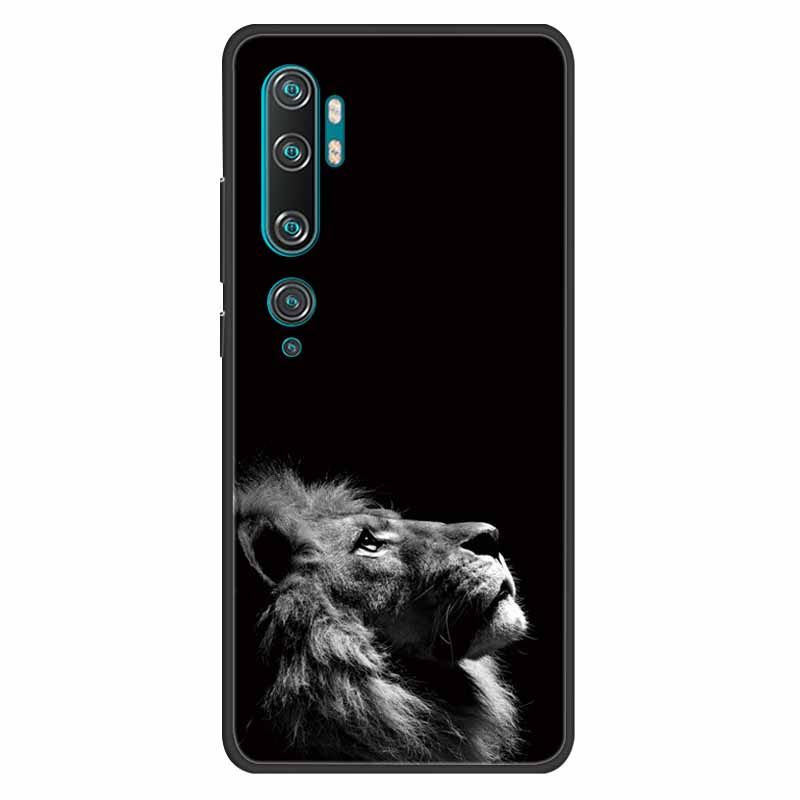 For Xiaomi Mi Note 10 Case Silicone Soft Owl Lion TPU Fashion Back Cover For Xiaomi Mi Note10 Cases Protective Printed Covers