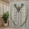 Angel Wings 3D Printed Shower Curtain Machine Washable All Season Waterproof Privacy Protection Elegant Design Spiritual
