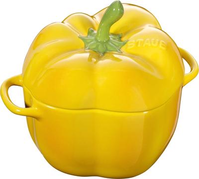 Staub Cocotte 12cm Ceramic Heat Resistant Pottery Microwave Safe Japanese Ceramic Pepper Cocotte "Paprika Yellow" [Authorized Product] 40500-324