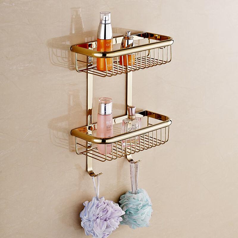 Antique Copper Wall-Mounted Double Bathroom Basket