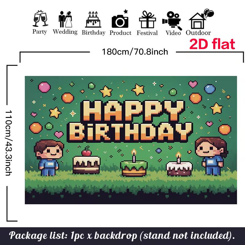 Retro Pixel Art Tapestry for Birthday, Cake Smash and Gaming Themed Photoshoot