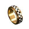 New Men's Black & White Checkered Rotatable Ring in Fashionable Stainless Steel Design
