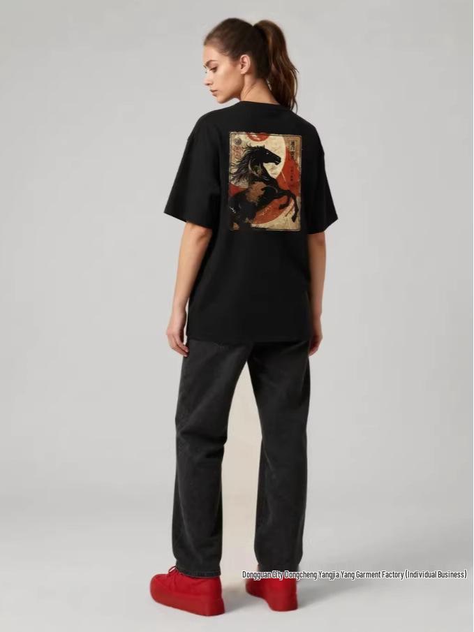 Trendy 100% Cotton Short Sleeve T-Shirt - Versatile Summer Style with Unique Fashion Print