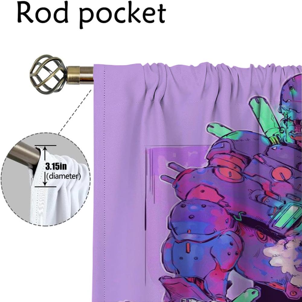 Vaporwave Cybernetic Art Elegant Room Curtains for Camera Kitchen Curtains 2 Pieces Shades Halloween Decoration Partition Living