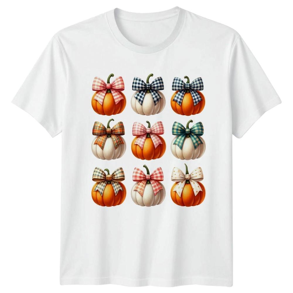 Watercolor Pumpkin Coquette Bows Unisexs TShirt Autumn Halloween Gift For Her S