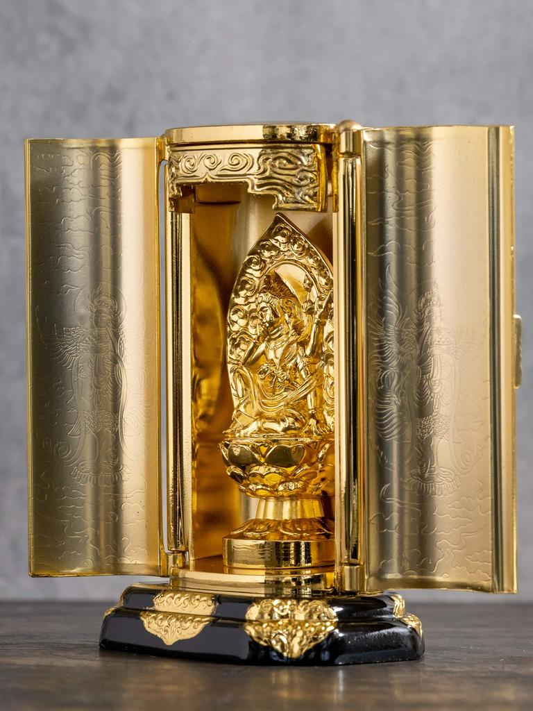 Buddhist statue of Nyoirin Kannon Bodhisattva in a shrine suitable for and Rinzai sects Takaoka Bronzeware Kannon Bodhisattva (gold plated/24k gold) -