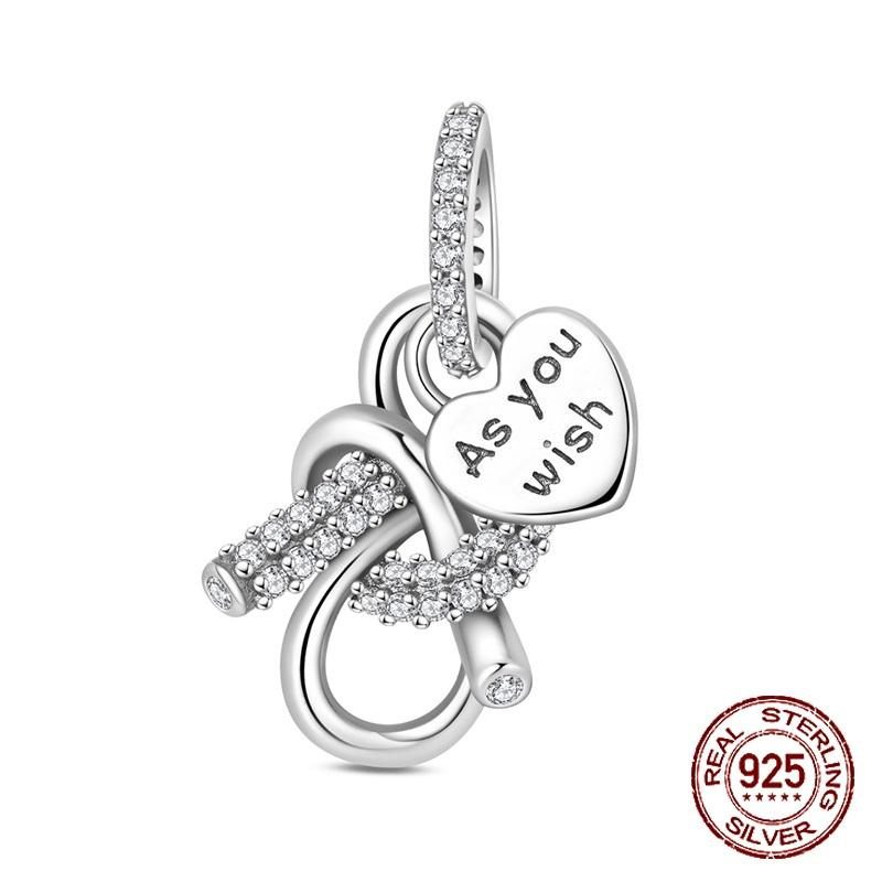 

Copper Intertwined Hearts Design As You Wish Pendants Charms Fits Genuine Charms Bracelet Women DoItYourself Jewellery Gifts