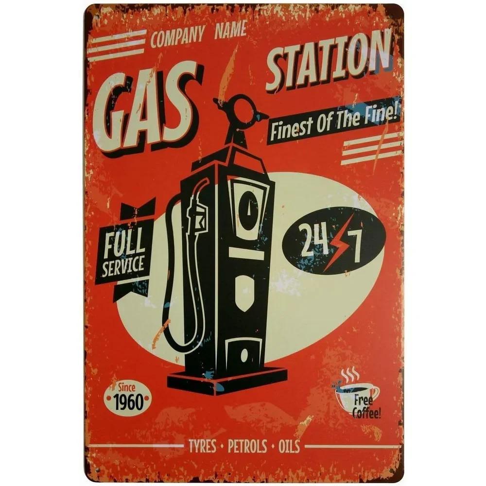 Vintage Metal Tin Signs Gulf Esso Agip Texaco Sinclair Mobile Man Cave Plate Motor Oil Garage Wall Stickers Gas Decor Plaque