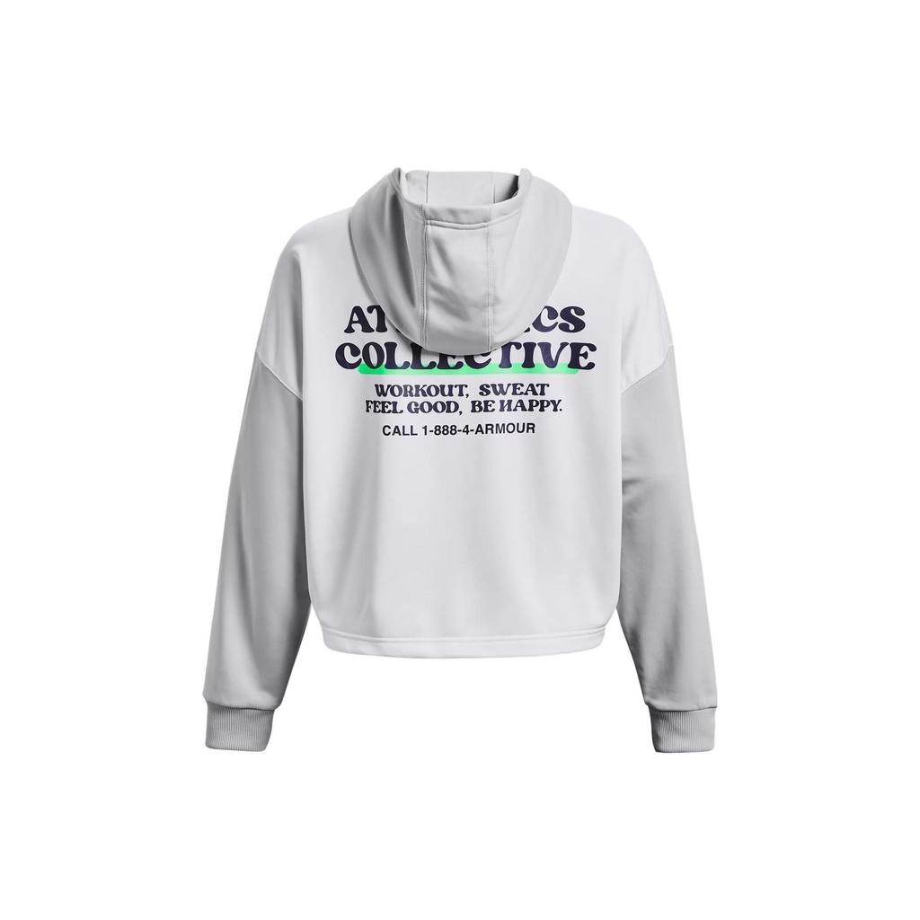 Under Armour Color Block Letter Print Hoodie Women Hoodies White 1374529-100