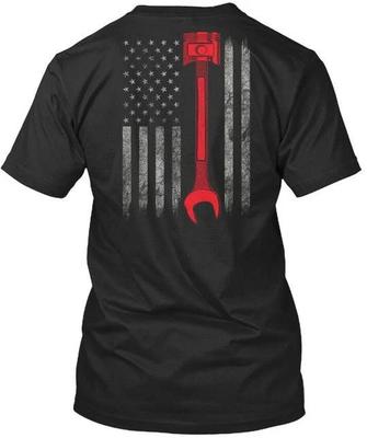 Mechanics American Flag 100% Cotton T-shirt Mens Tees Top Made In the USA T-Shirt Tee Top Unisex