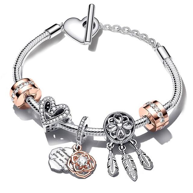 Love You Forever Beads Charm Bracelets Elegant Silver Color Snake Chain Bracelets For Women Lover Jewelry Gift Special Offer