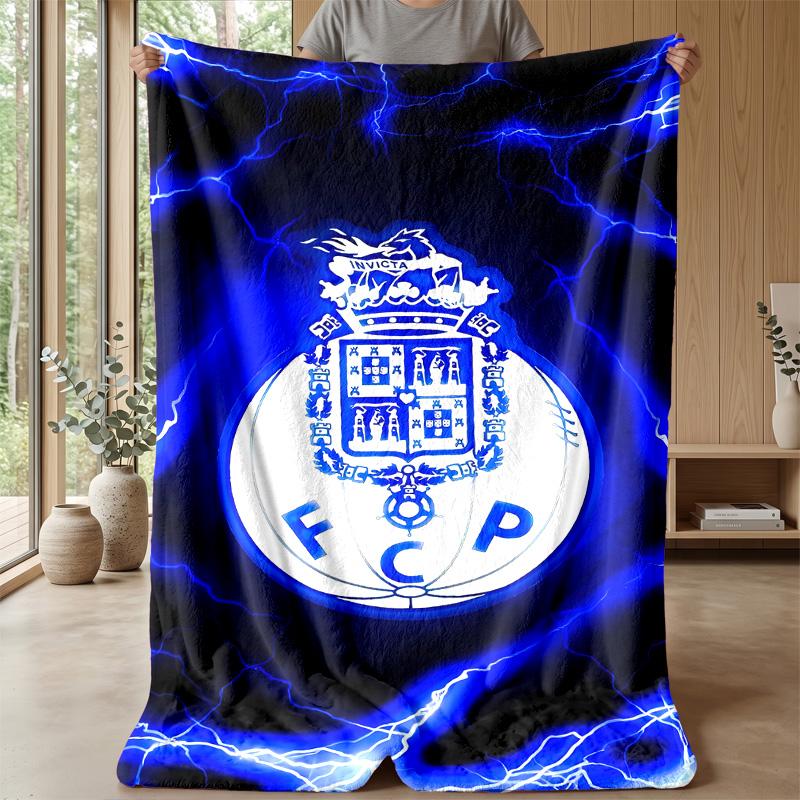 FC Porto Theme Blanket Soft Flannel Blanket Plush Throw Blanket Cozy Sofa Bed Blanket for Home Decor