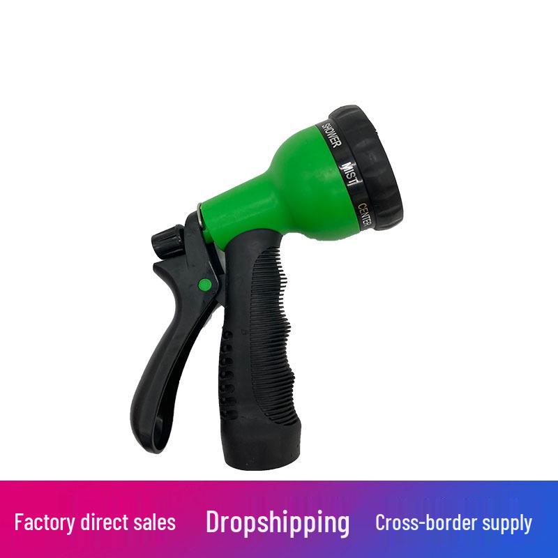 8-Function High-Pressure Water Gun & Flower Sprinkler for Garden and Car (Green) American Standard Thread