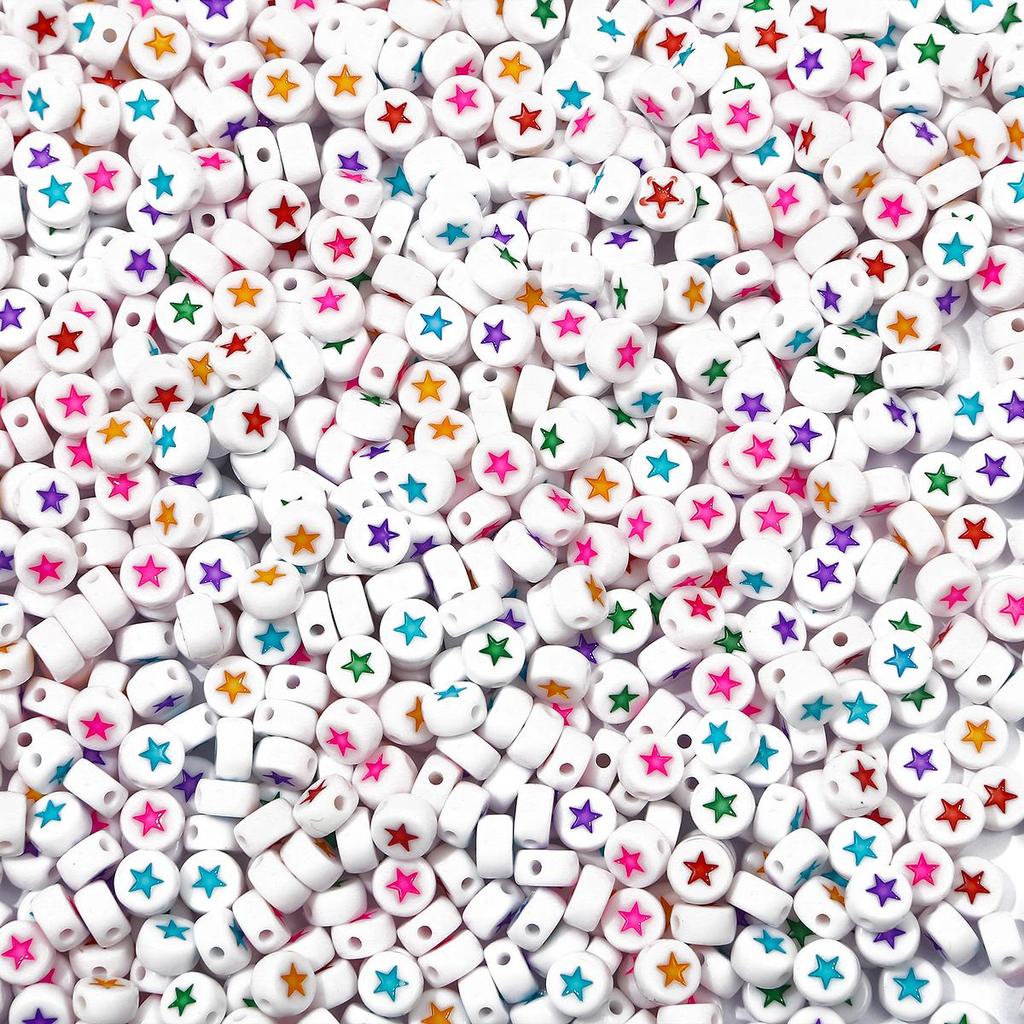 4x7mm 100Pcs Mixed English Letter Number Acrylic Flat Beads for DIY Jewelry Making Bracelet Necklace
