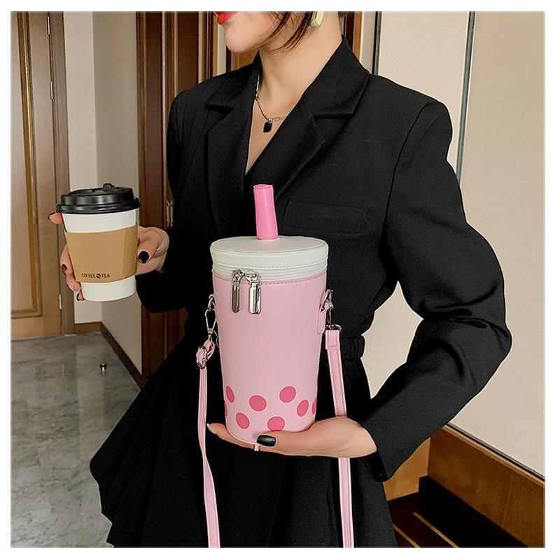 Creative Texture Milk Tea Small Bag Personality Cute Cartoon Style Autumn and Winter One-shoulder Messenger Mobile Phone Bag