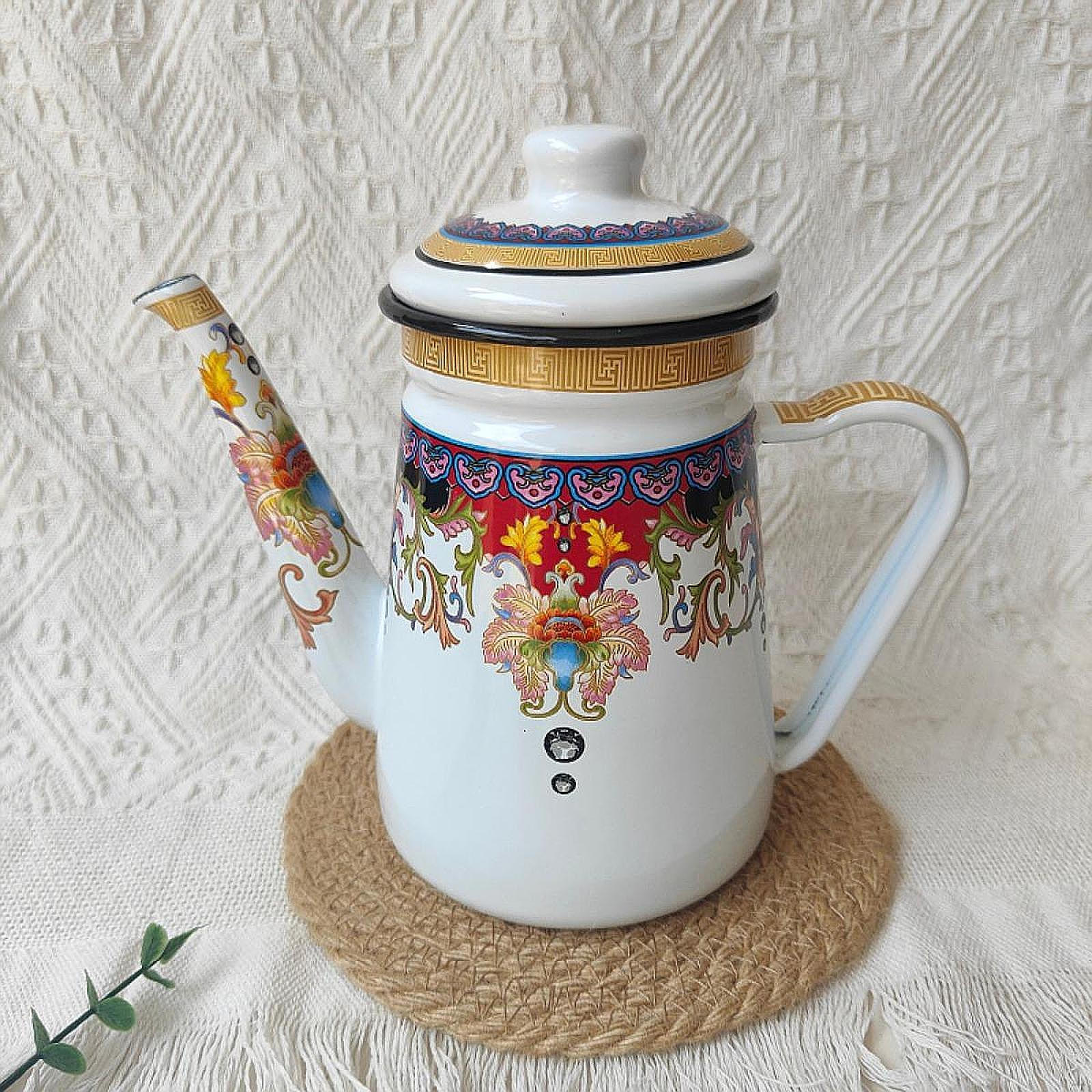 

1,1 л эмалированный чайник для напитков, кувшин для воды с ручкой для кухни и вечеринок style B