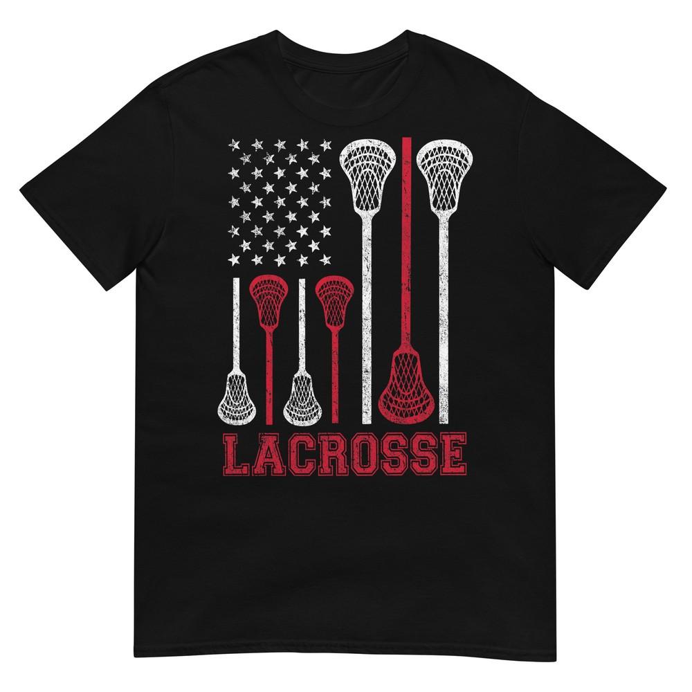 

Lacrosse American Flag Lax Men Women Boys Girls Gifts T-Shirt 4XL