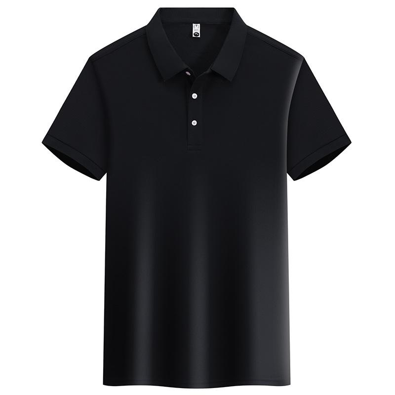 Kurzärmeliges Poloshirt für Herren im Sommer, schlichtes, legeres Business-T-Shirt mit einfarbigem Revers, Eisseide, atmungsaktiv und vielseitig