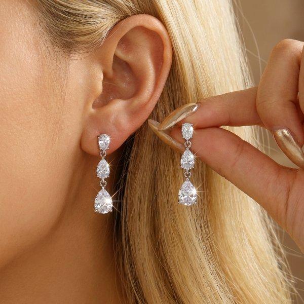 Exquisite Shiny Inlaid Zirconia Cross Pendant Earrings for Women Gold Plated Hoop Earrings Christian Religious Party Jewelry