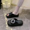 Fashion Platform Rhinestone Fashion Slippers Women 2025 Summer New Non-slip Soft Sole Versatile Beach Sandals