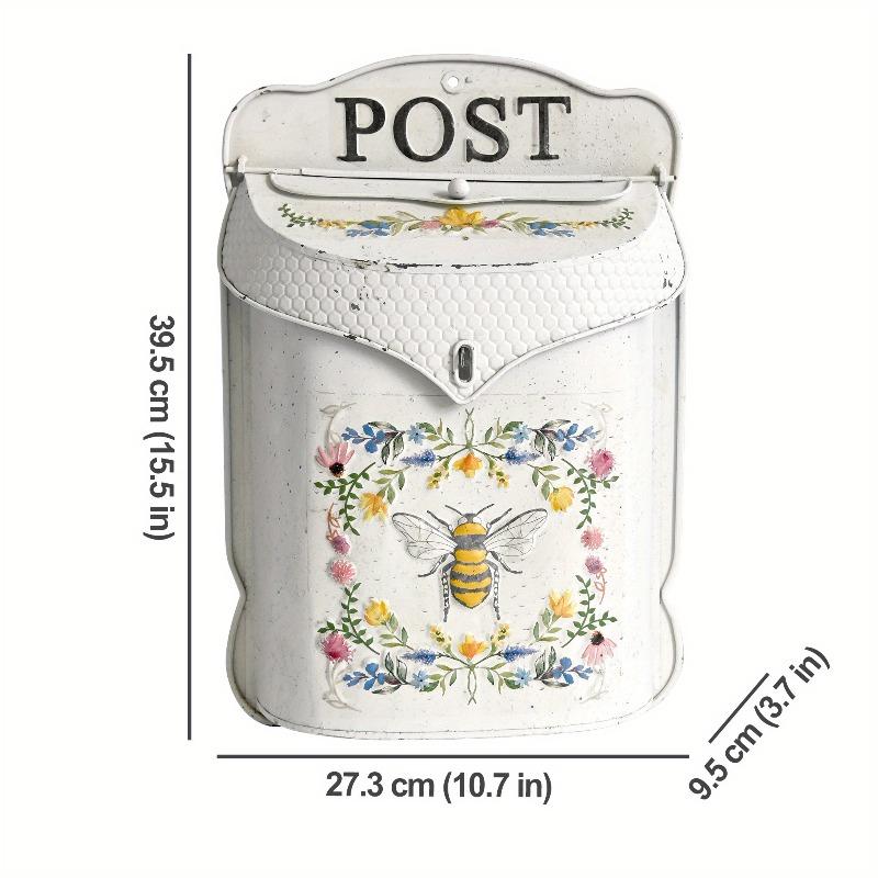 Vintage Wall Mount Mailbox for Outdoor Metal Wall Hanging Letter Box Decor Rustic Flower Mail Box for Garden Front Door Display