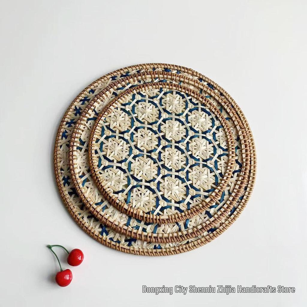 Ethnic Bamboo Weaving Handmade Coaster Set - Heat Resistant Round Placemats for Kitchen & Restaurant