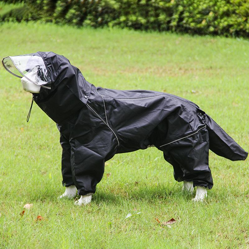 Pet dog Raincoat all inclusive raincoat hooded bag tail rain gear big dog medium to large dog golden haired Samoyed Alaska 5