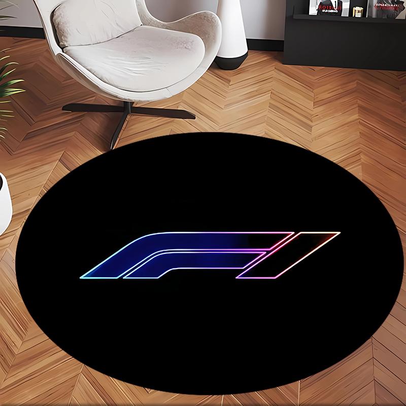 Formula 1 (6) Round Office Rug Decorative Floor Rug for Office Bedroom Living Room and Home Space