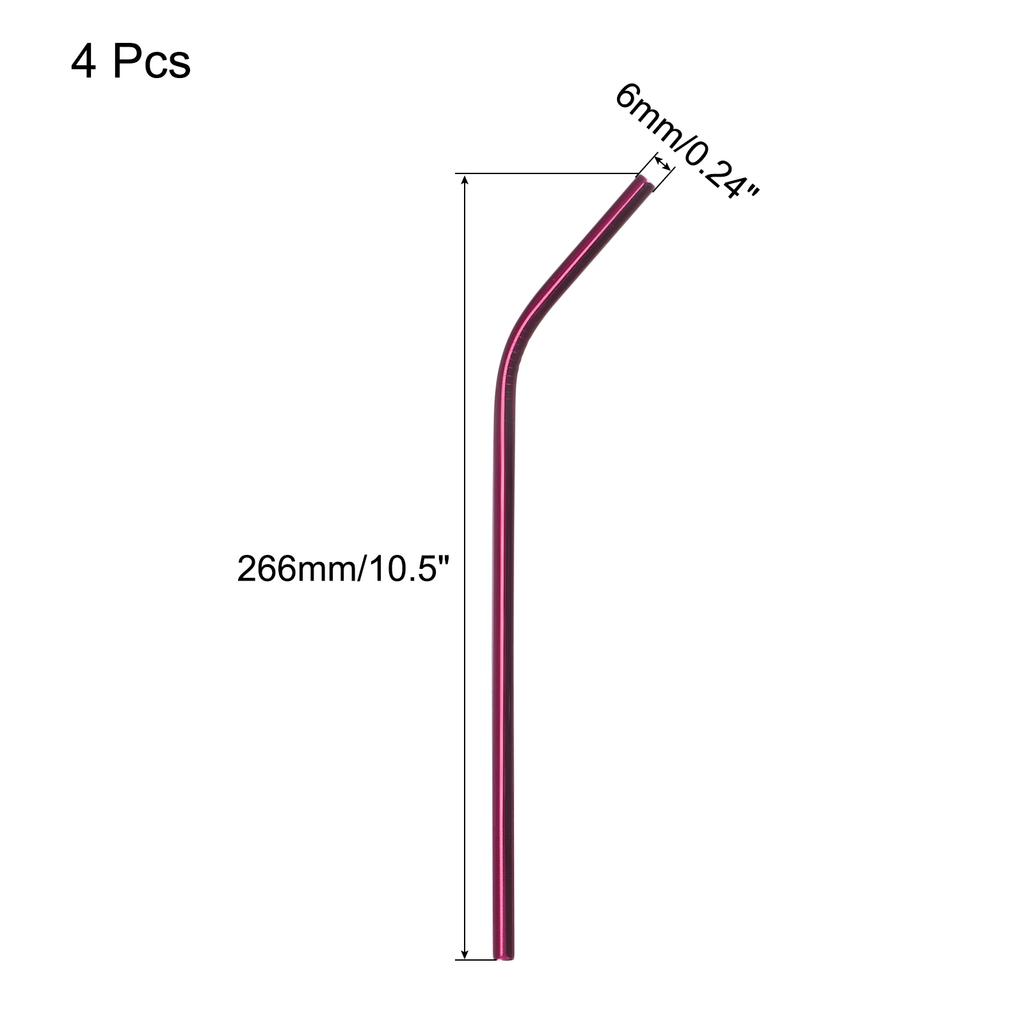 2/4pcs Reusable Metal Straws Stainless Steel  Bent Drinking Straw 10.4/10.5" Long Suitable for Milk Shake Beverage Juice