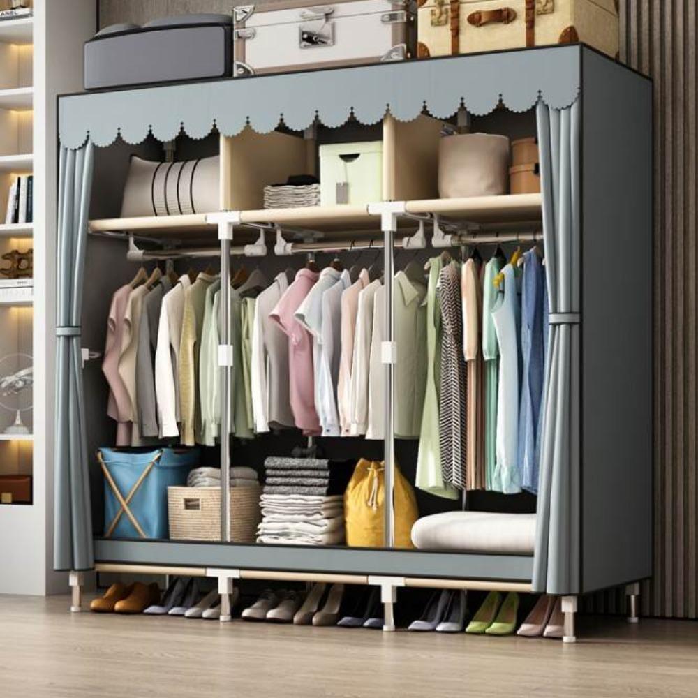 Simple Wardrobe Assembled Steel Multilayer Save Space Household Storage Rack Detachable High-capacity Dustproof Home Furniture